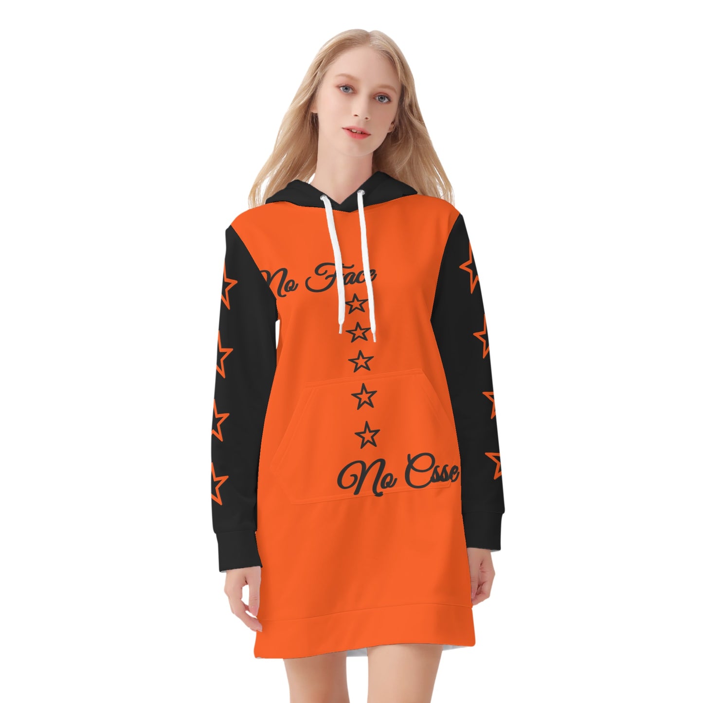 No Face, No Case Womens Dark Orange Hoodie Dress