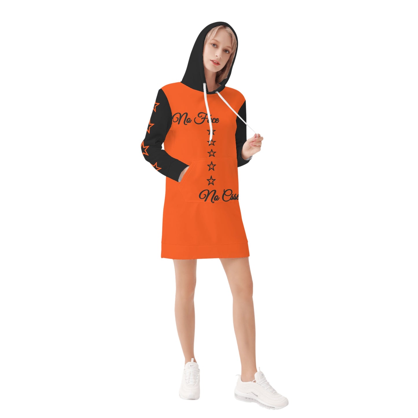 No Face, No Case Womens Dark Orange Hoodie Dress