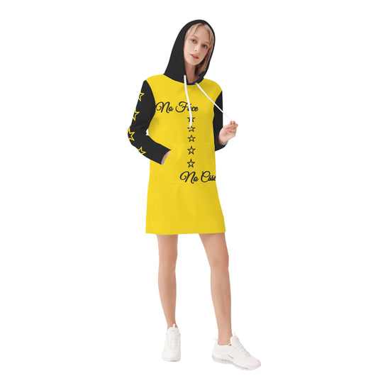 No Face, No Case Womens Gold Hoodie Dress