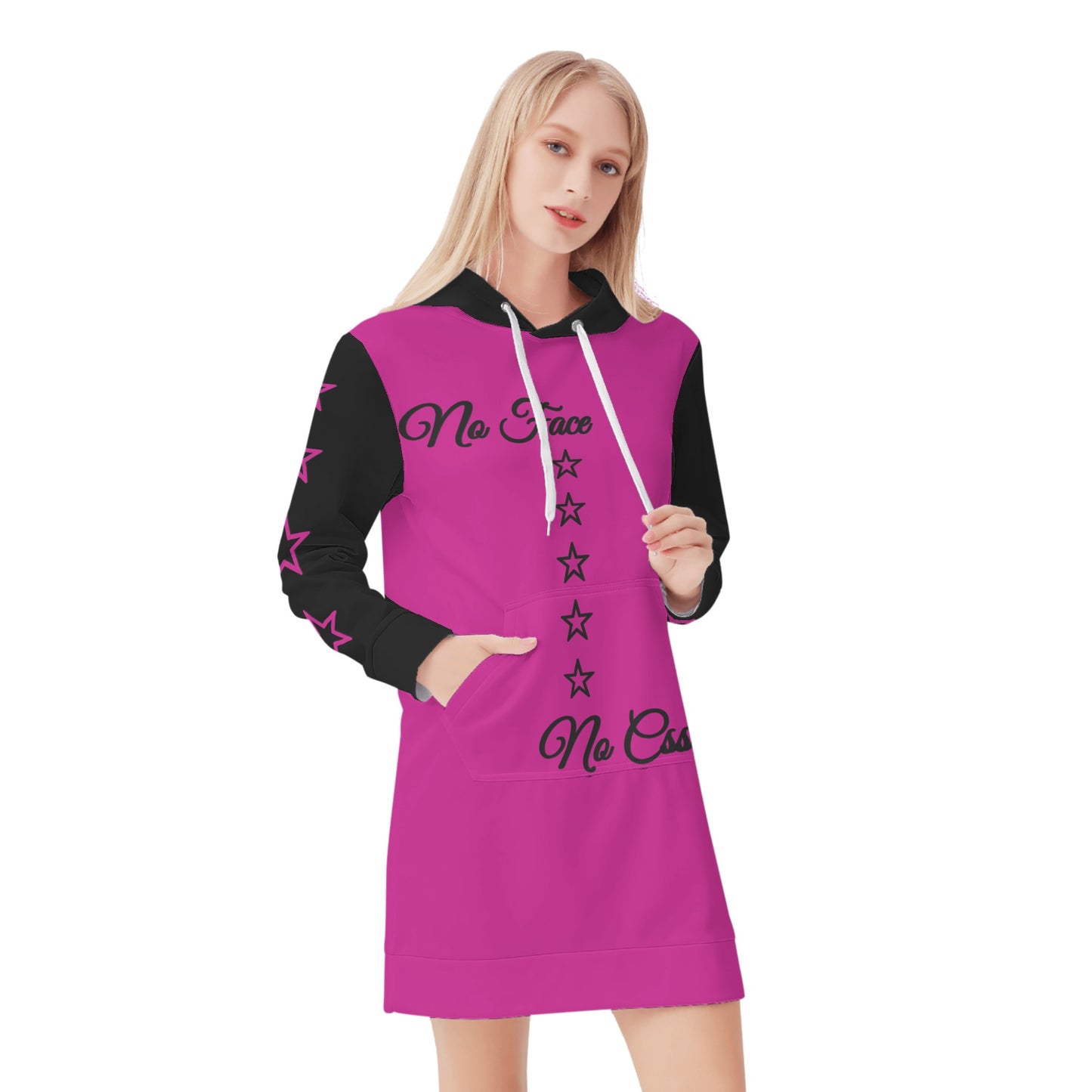 No Face, No Case Womens Purple Hoodie Dress