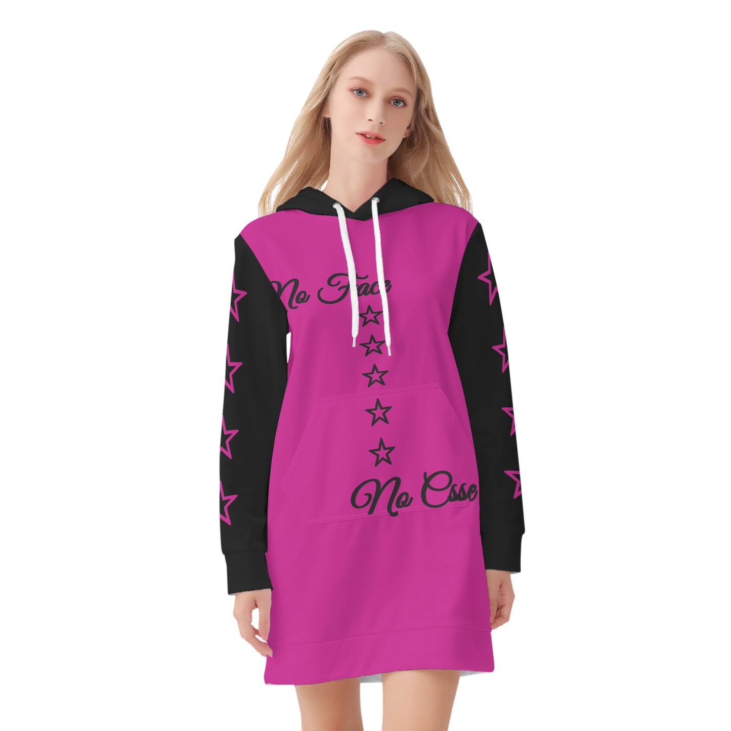 No Face, No Case Womens Purple Hoodie Dress