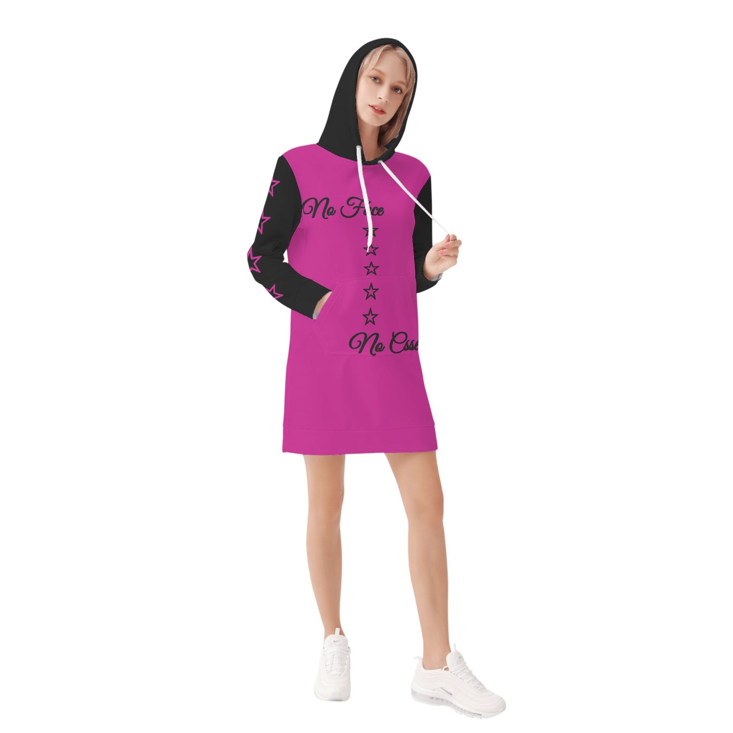 No Face, No Case Womens Purple Hoodie Dress