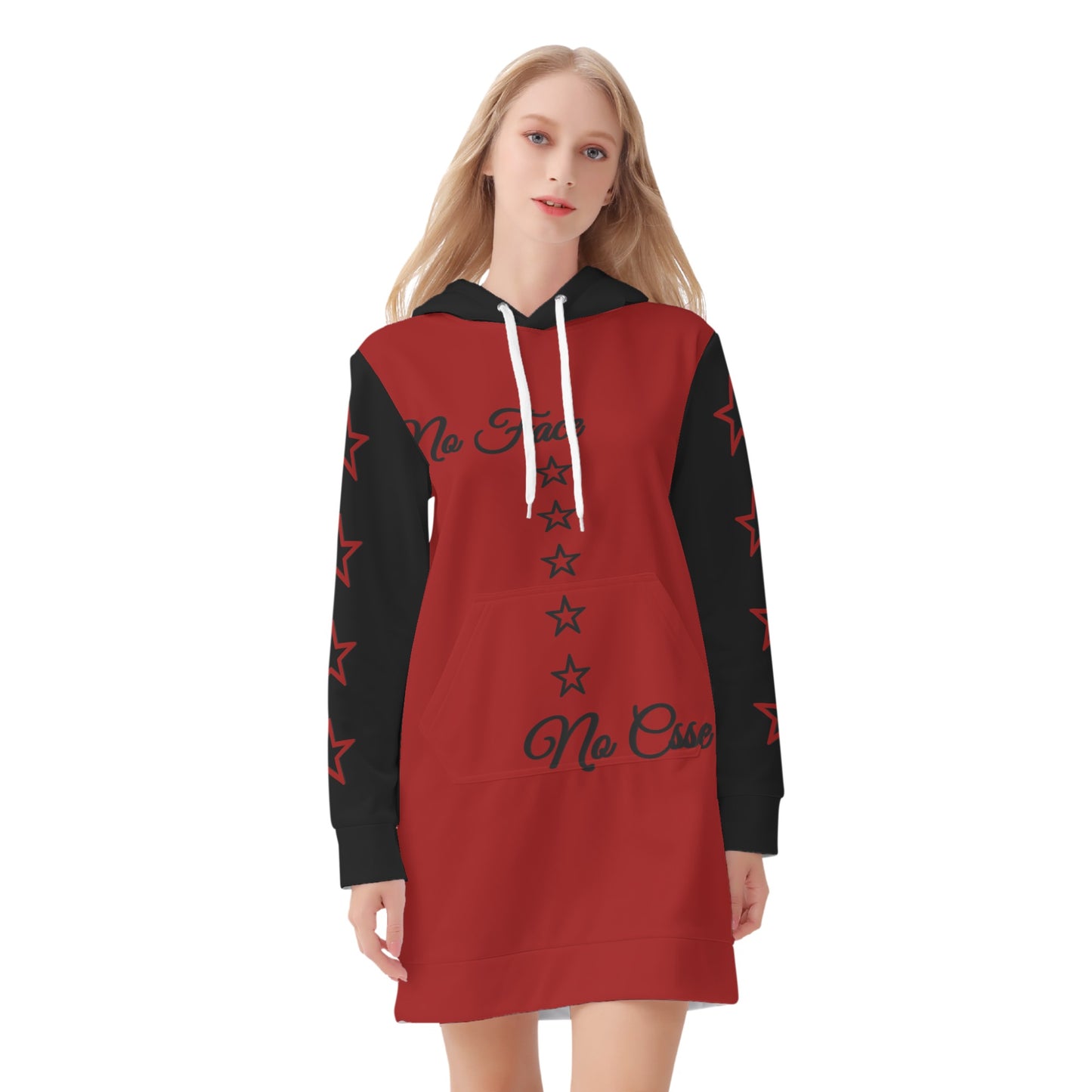 No Face, No Case Womens Maroon Hoodie Dress