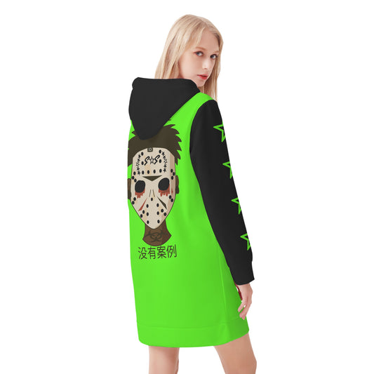 No Face, No Case Womens Goo Green Hoodie Dress