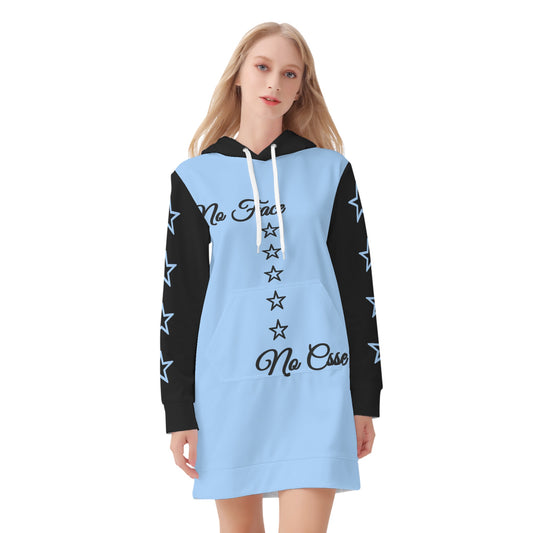 No Face, No Case Womens Sky Blue Hoodie Dress