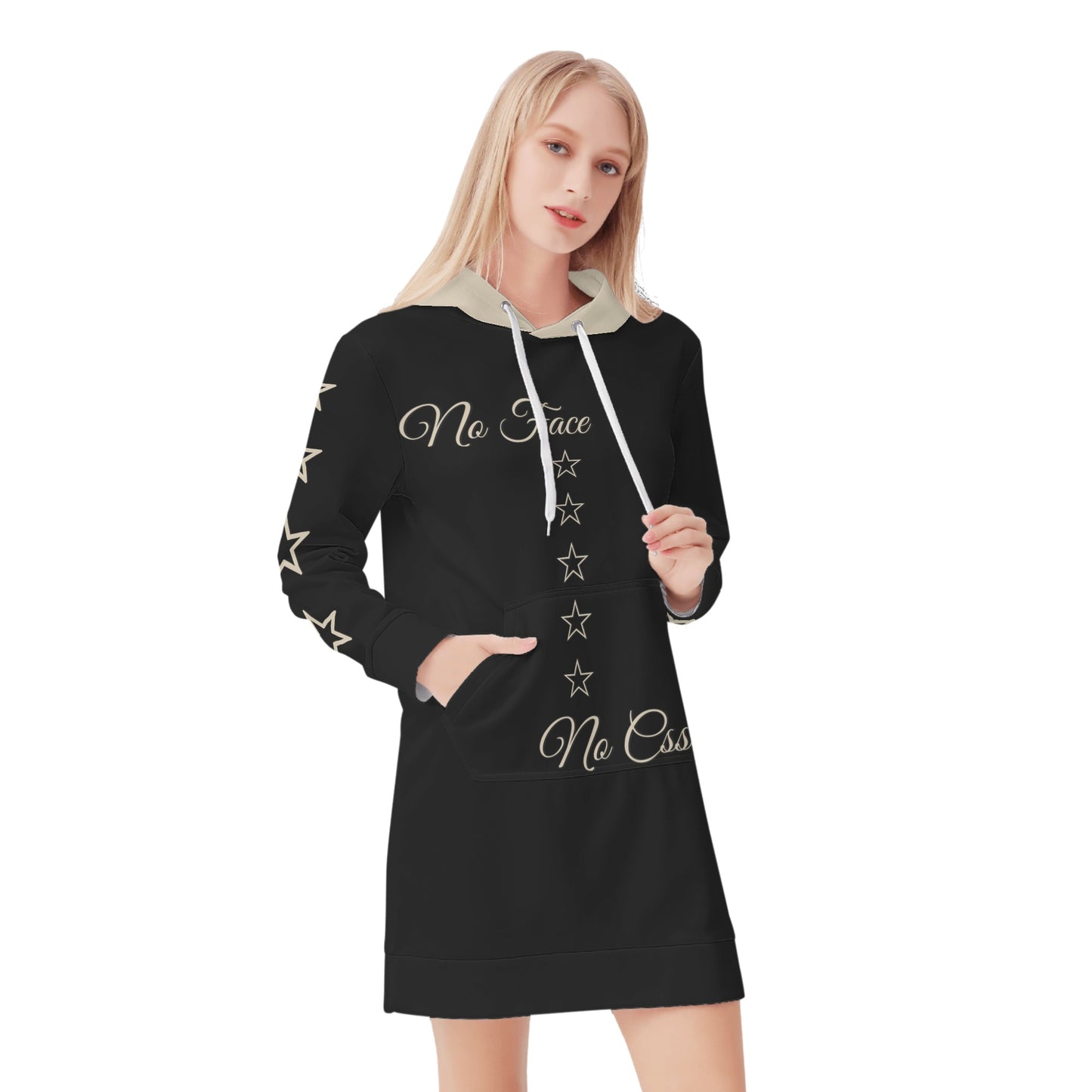 No Face, No Case Womens Black  Hoodie Dress