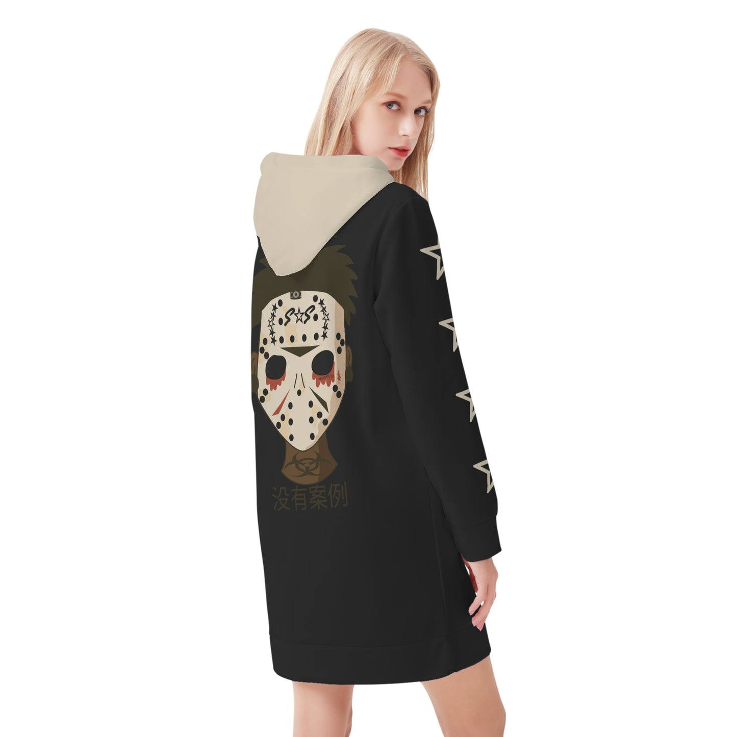 No Face, No Case Womens Black  Hoodie Dress