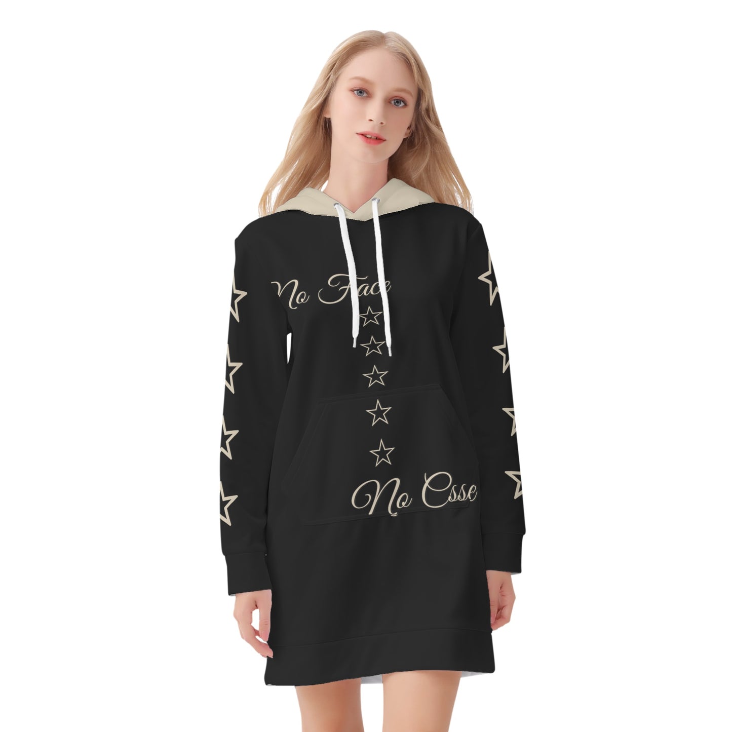 No Face, No Case Womens Black  Hoodie Dress