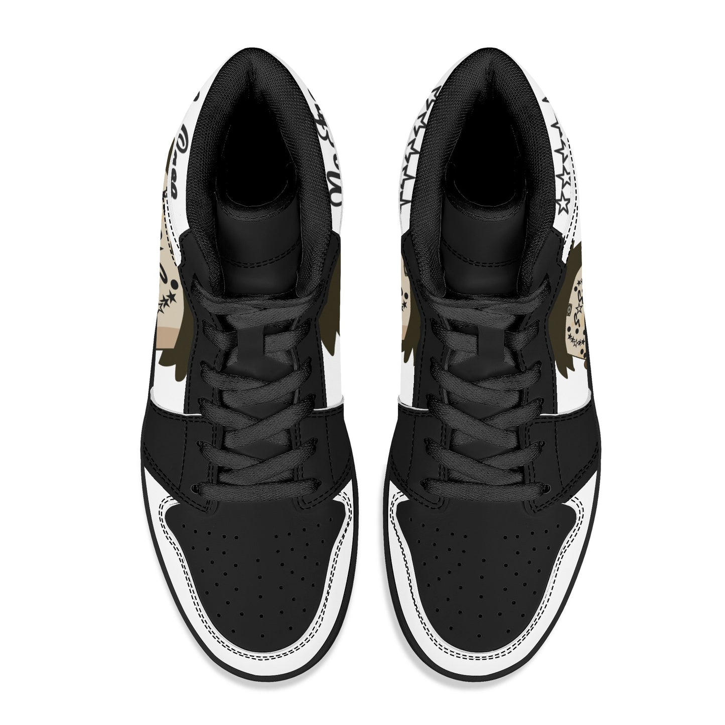 No Face, No Case Mens White/Black High Top Leather Star Kicks