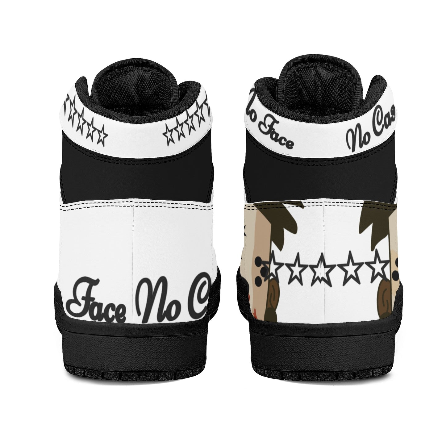 No Face, No Case Mens White/Black High Top Leather Star Kicks