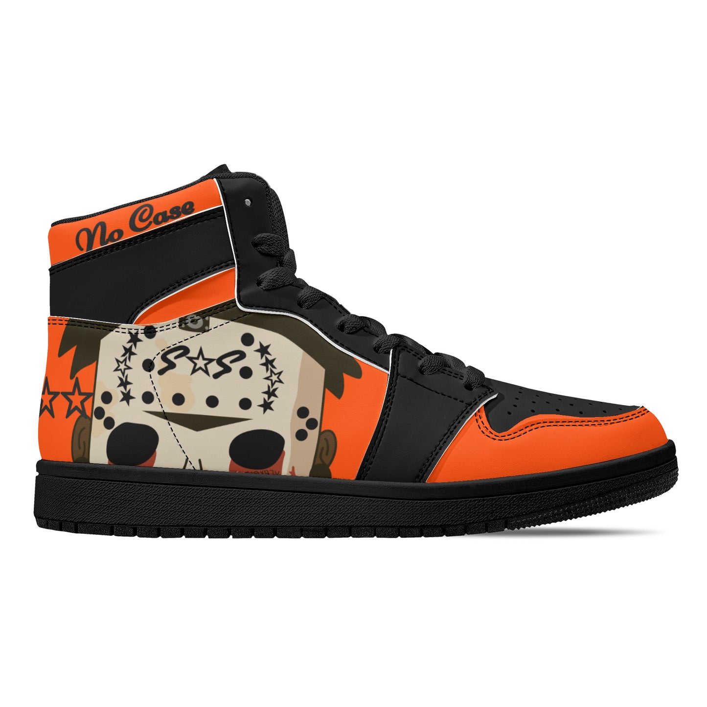 No Face, No Case Mens Dark Orange/Black High Top Leather Star Kicks