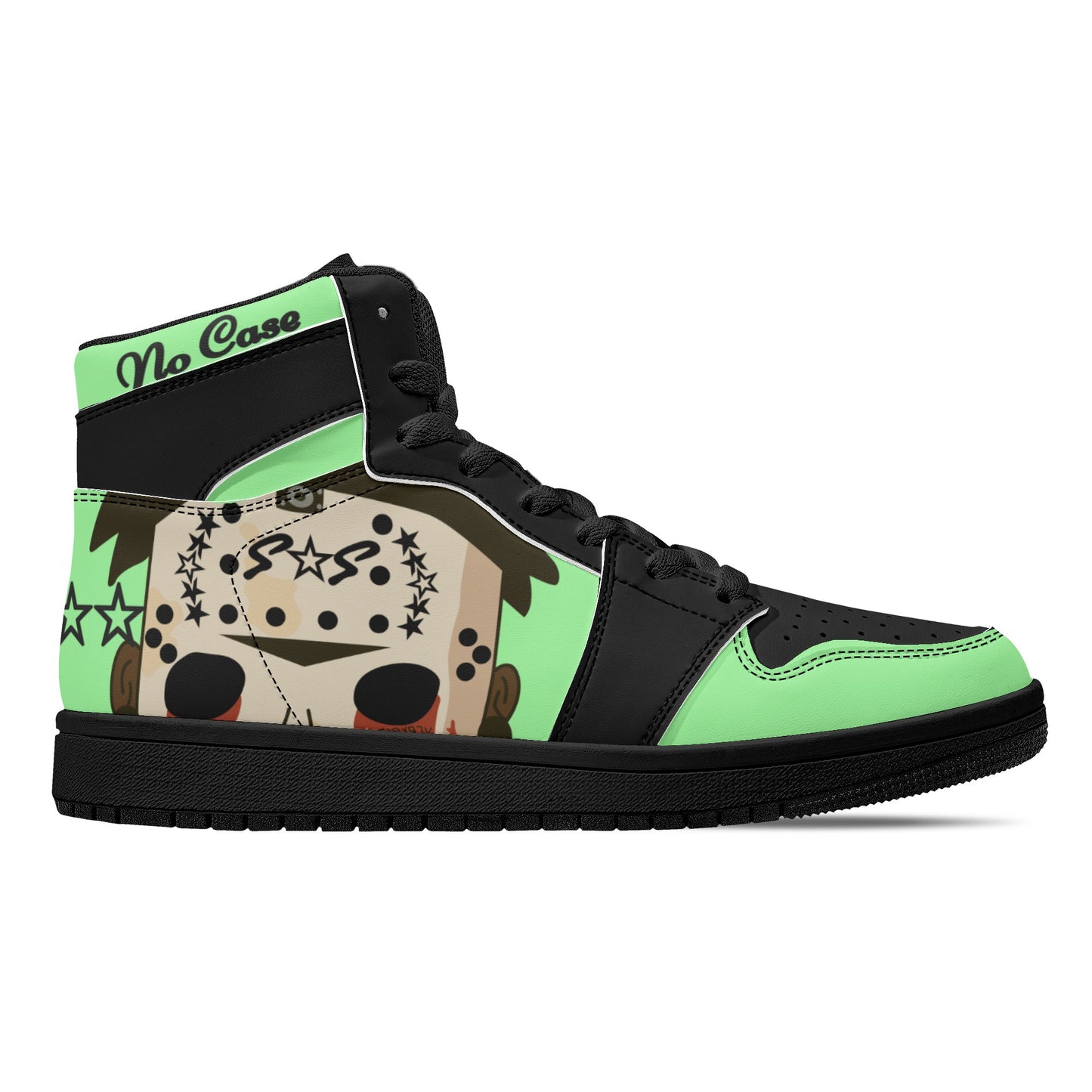 No Face, No Case Mens Mint Green/Black High Top Leather Star Kicks