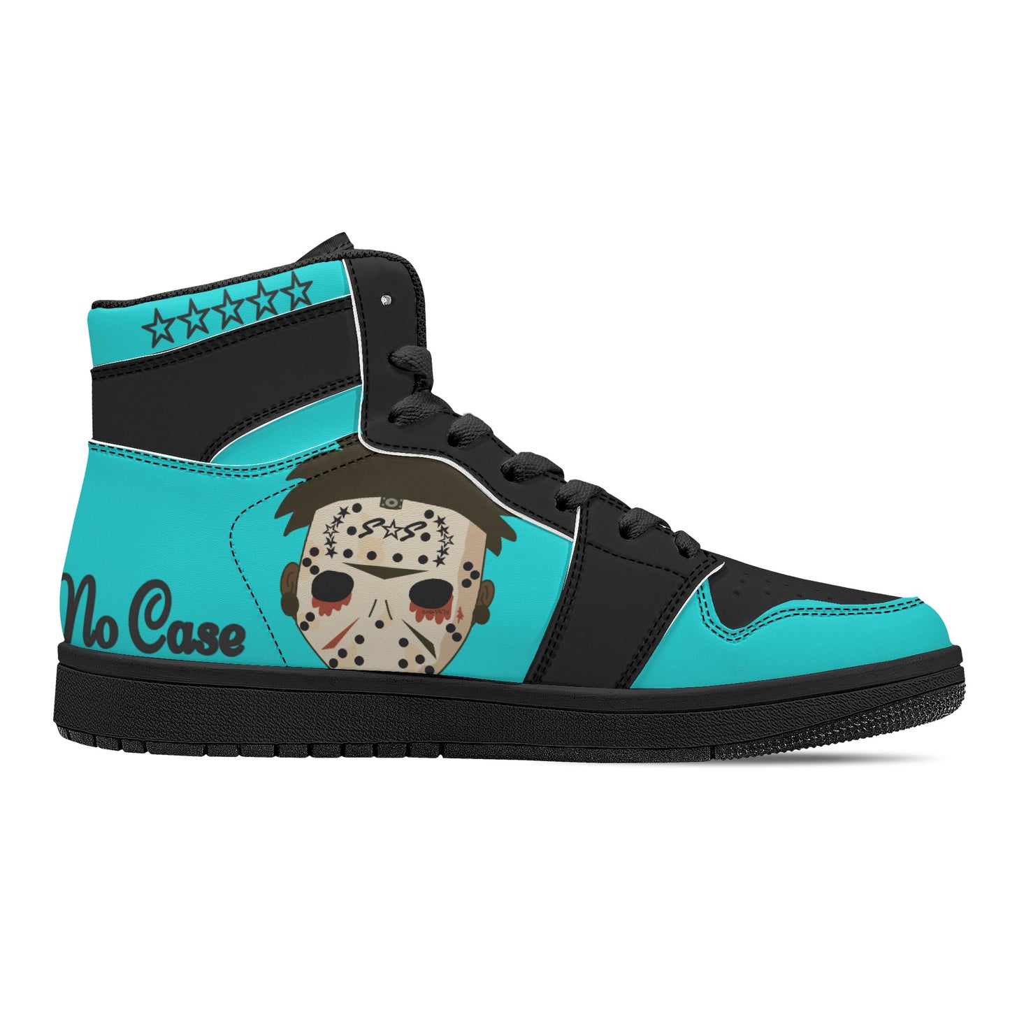 No Face, No Case Mens Turquoise/Black High Top Leather Star Kicks