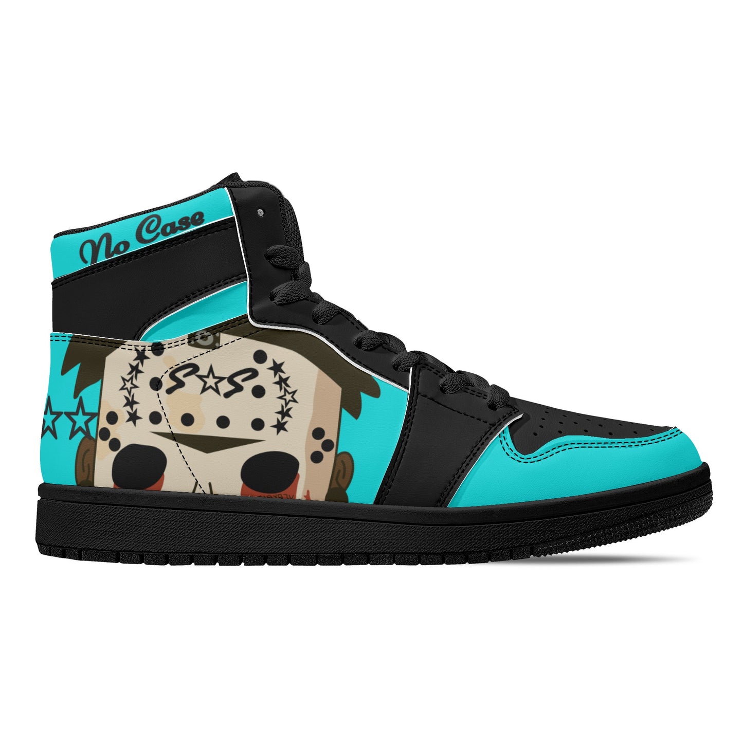 No Face, No Case Mens Turquoise/Black High Top Leather Star Kicks