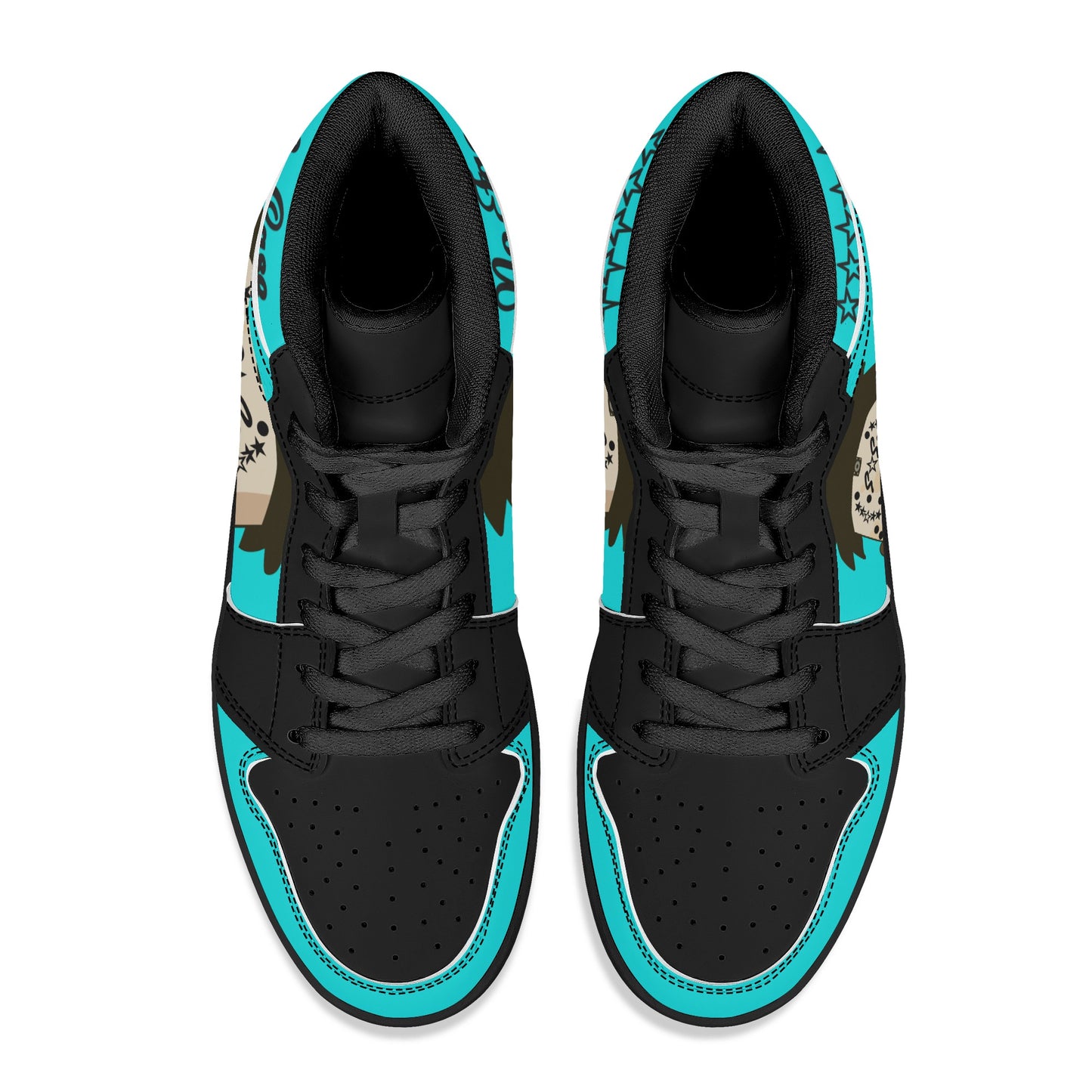 No Face, No Case Mens Turquoise/Black High Top Leather Star Kicks