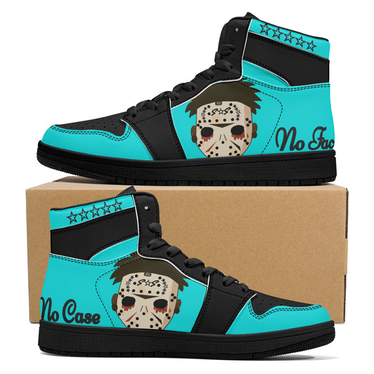 No Face, No Case Mens Turquoise/Black High Top Leather Star Kicks