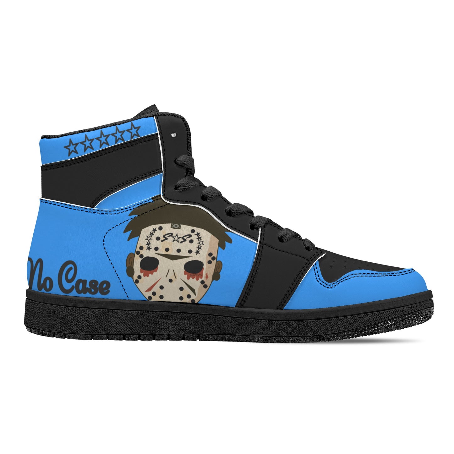 No Face, No Case Mens Blue/Black High Top Leather Star Kicks