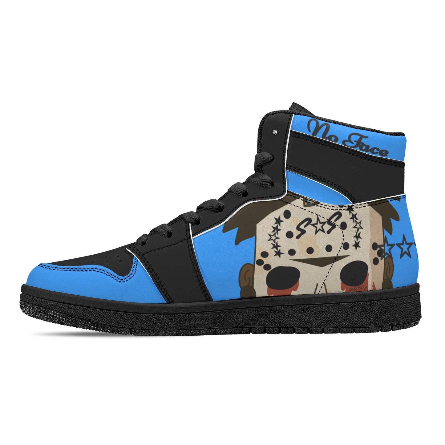 No Face, No Case Mens Blue/Black High Top Leather Star Kicks