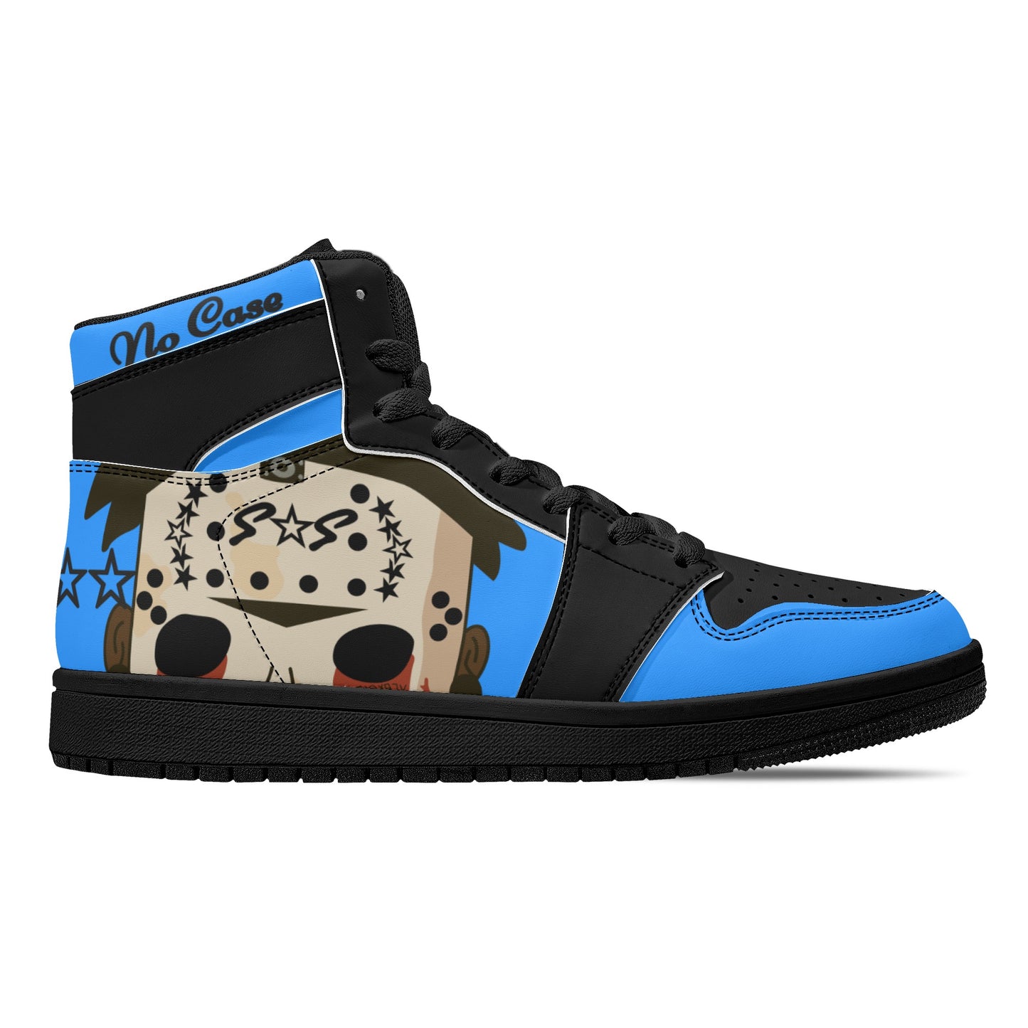 No Face, No Case Mens Blue/Black High Top Leather Star Kicks