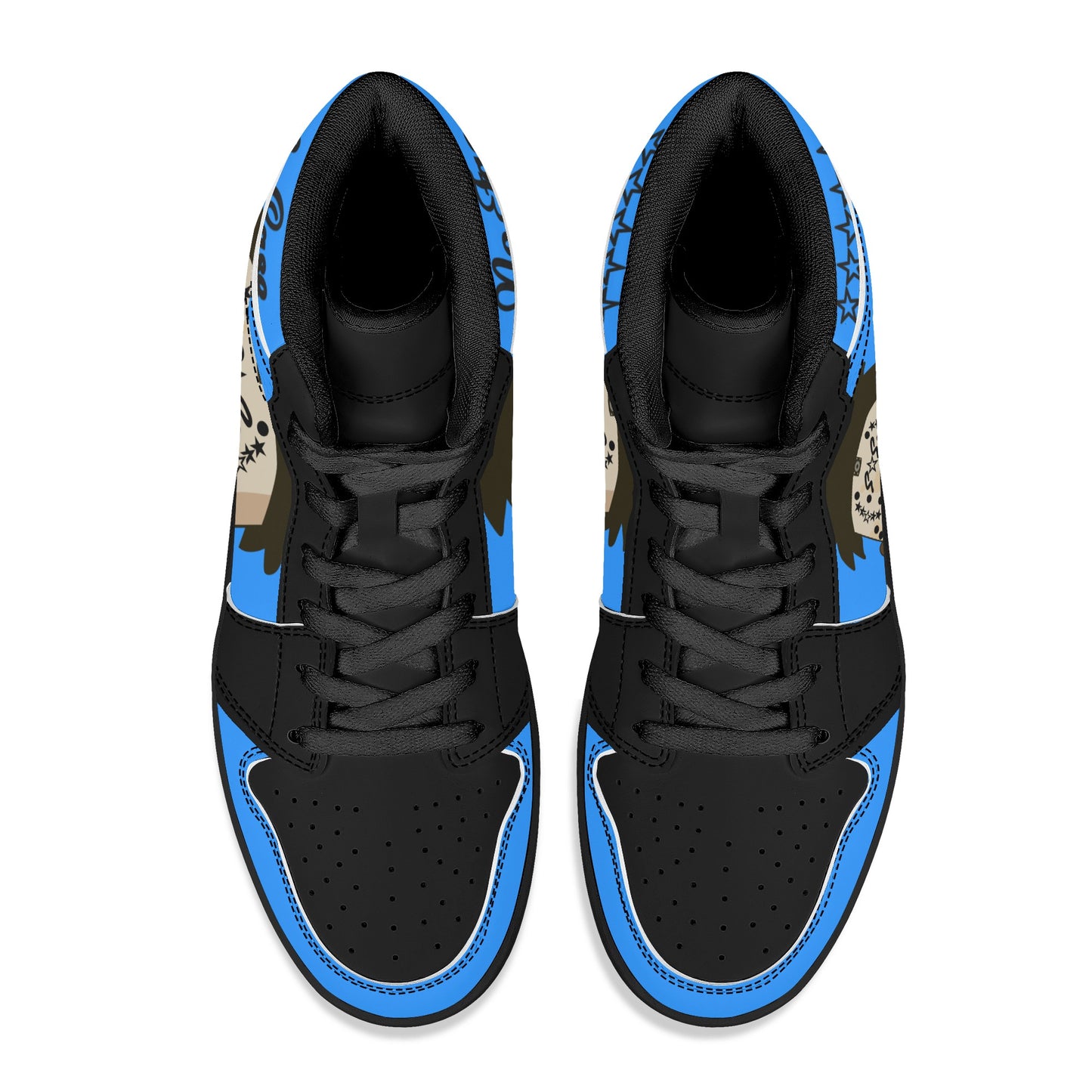 No Face, No Case Mens Blue/Black High Top Leather Star Kicks