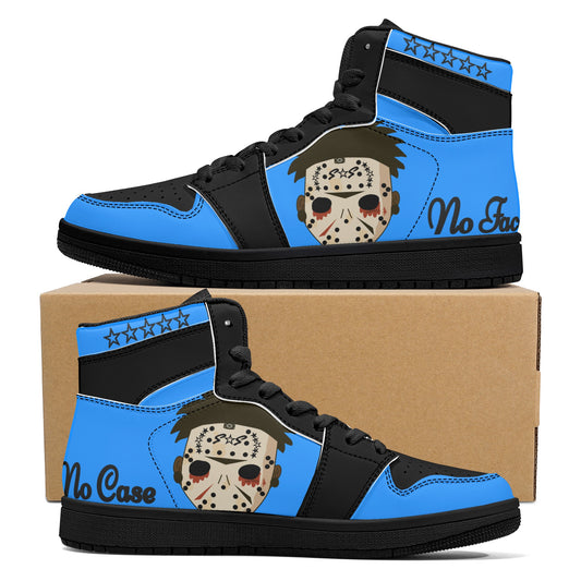 No Face, No Case Mens Blue/Black High Top Leather Star Kicks