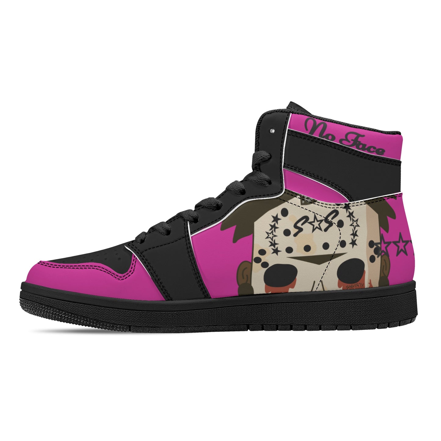 No Face, No Case Mens Purple/Black High Top Leather Star Kicks