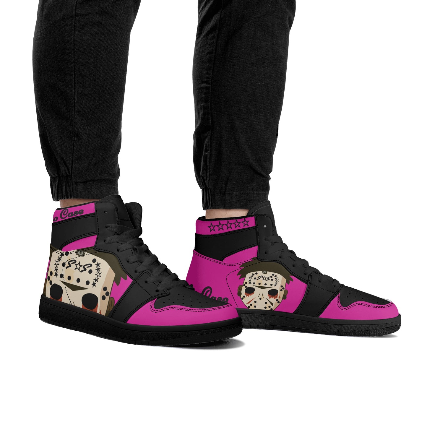 No Face, No Case Mens Purple/Black High Top Leather Star Kicks