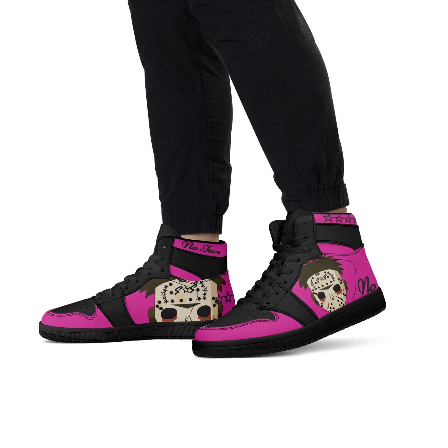 No Face, No Case Mens Purple/Black High Top Leather Star Kicks