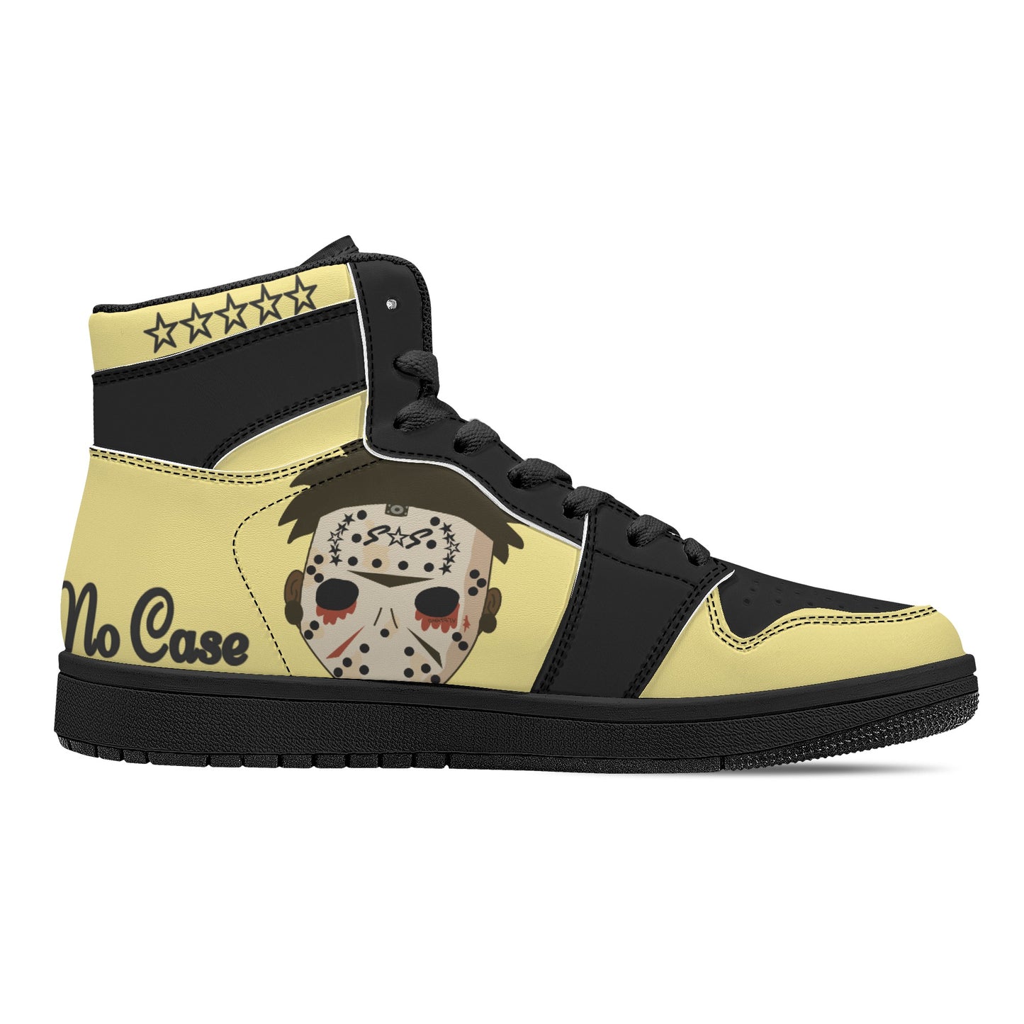 No Face, No Case Mens Tan/Black High Top Leather Star Kicks