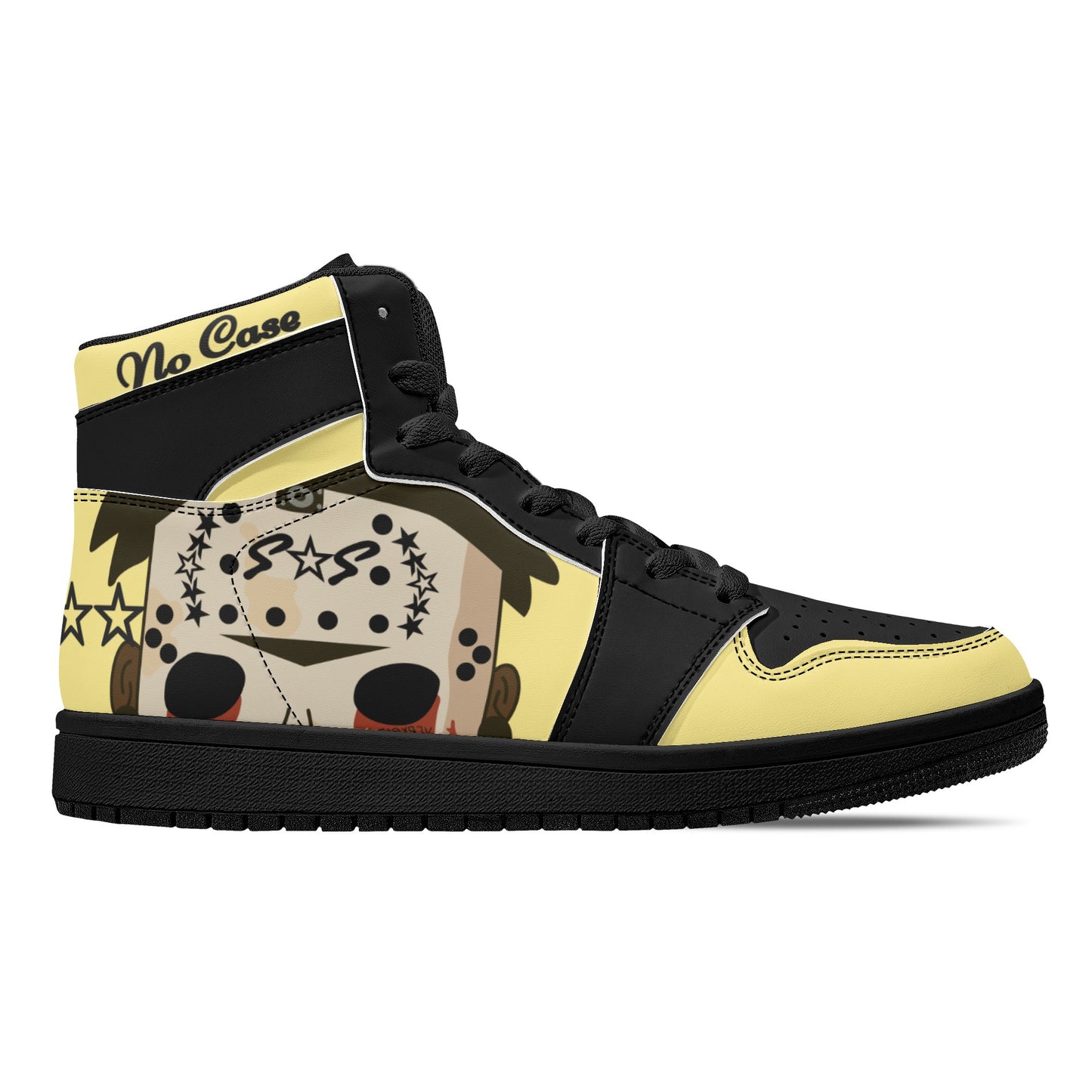 No Face, No Case Mens Tan/Black High Top Leather Star Kicks