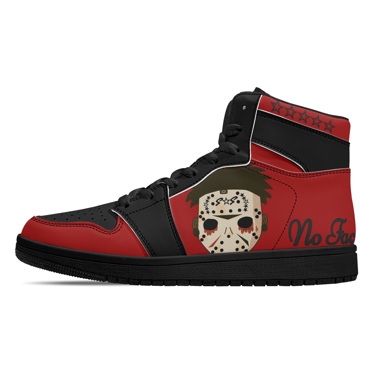 No Face, No Case Mens Maroon/Black High Top Leather Star Kicks