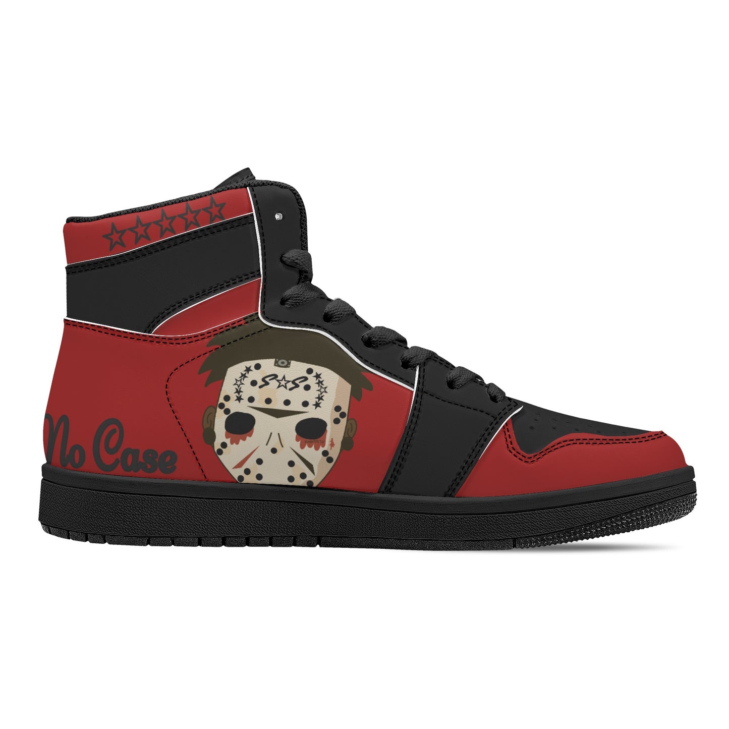 No Face, No Case Mens Maroon/Black High Top Leather Star Kicks