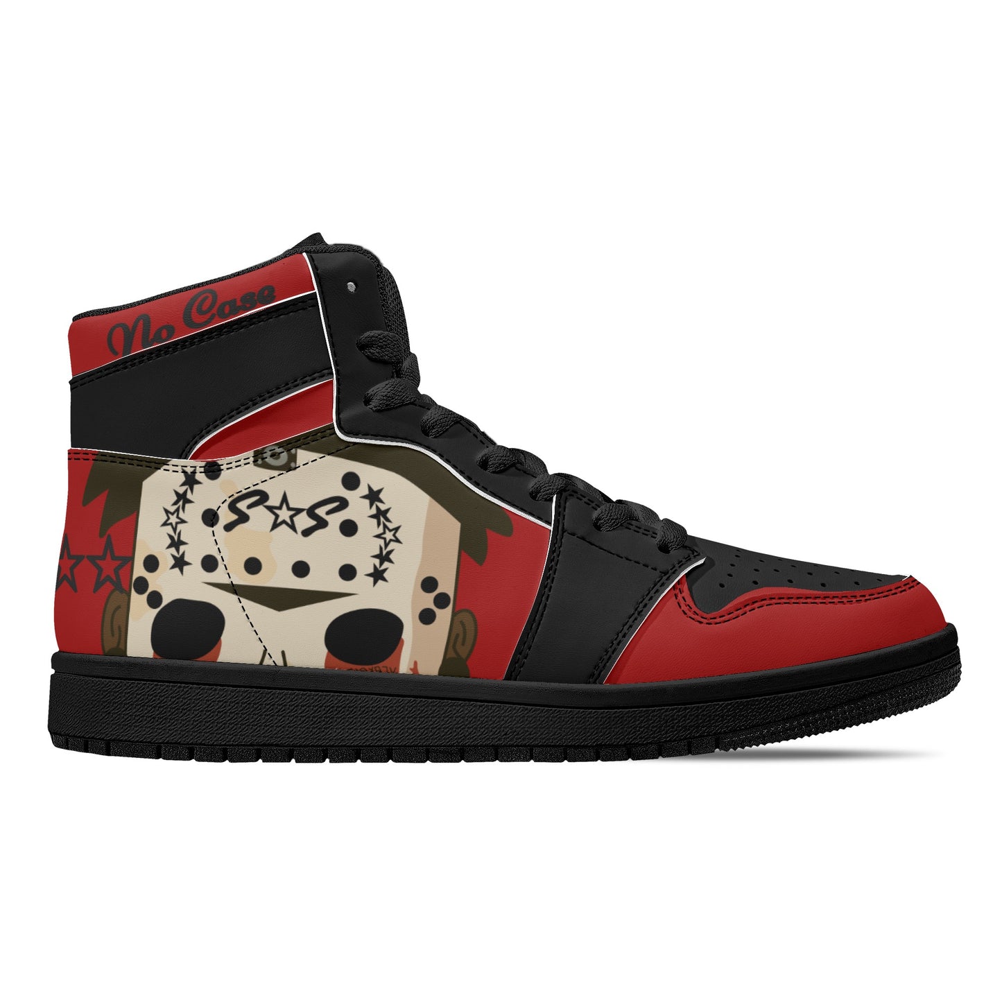 No Face, No Case Mens Maroon/Black High Top Leather Star Kicks