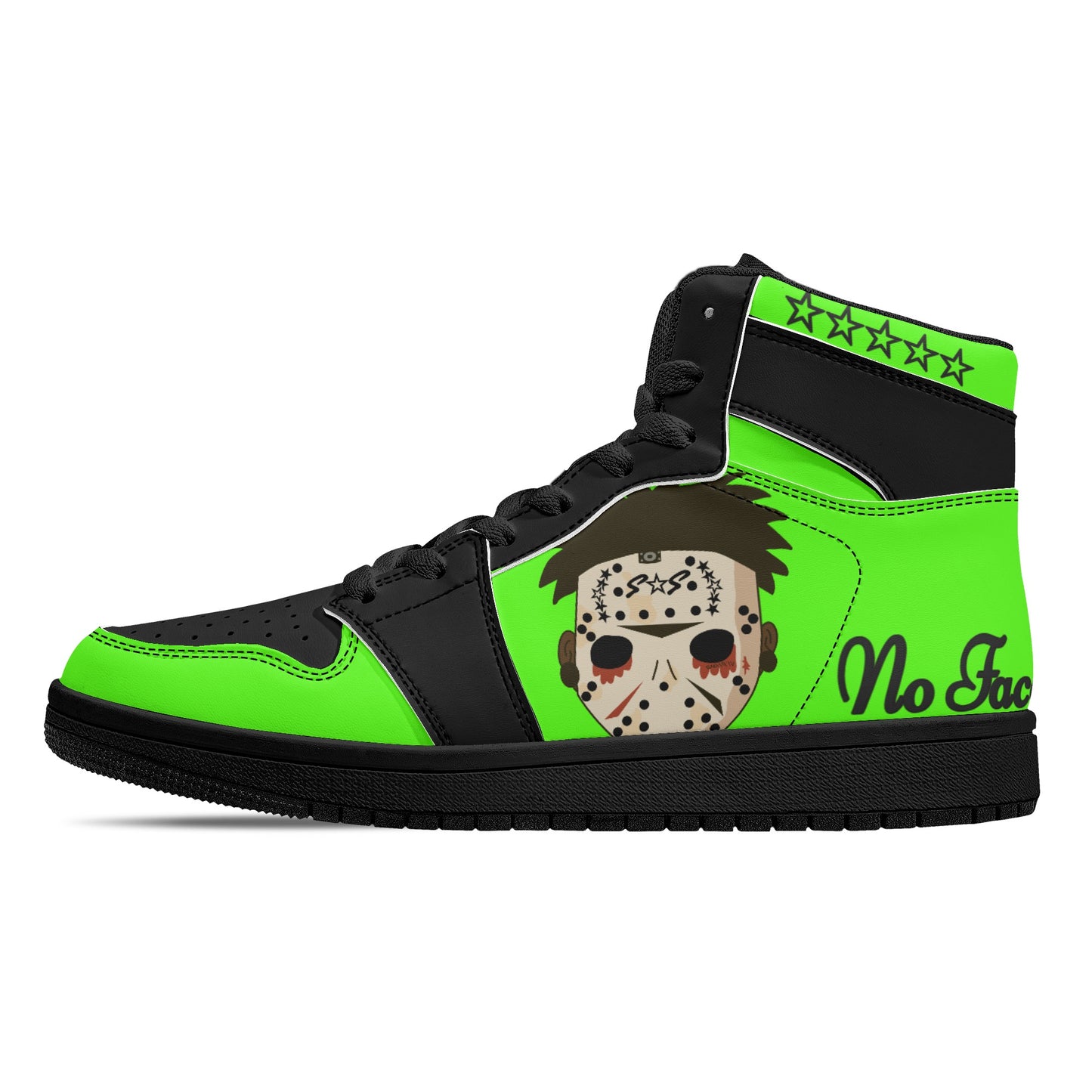 No Face, No Case Mens Goo Green/Black High Top Leather Star Kicks