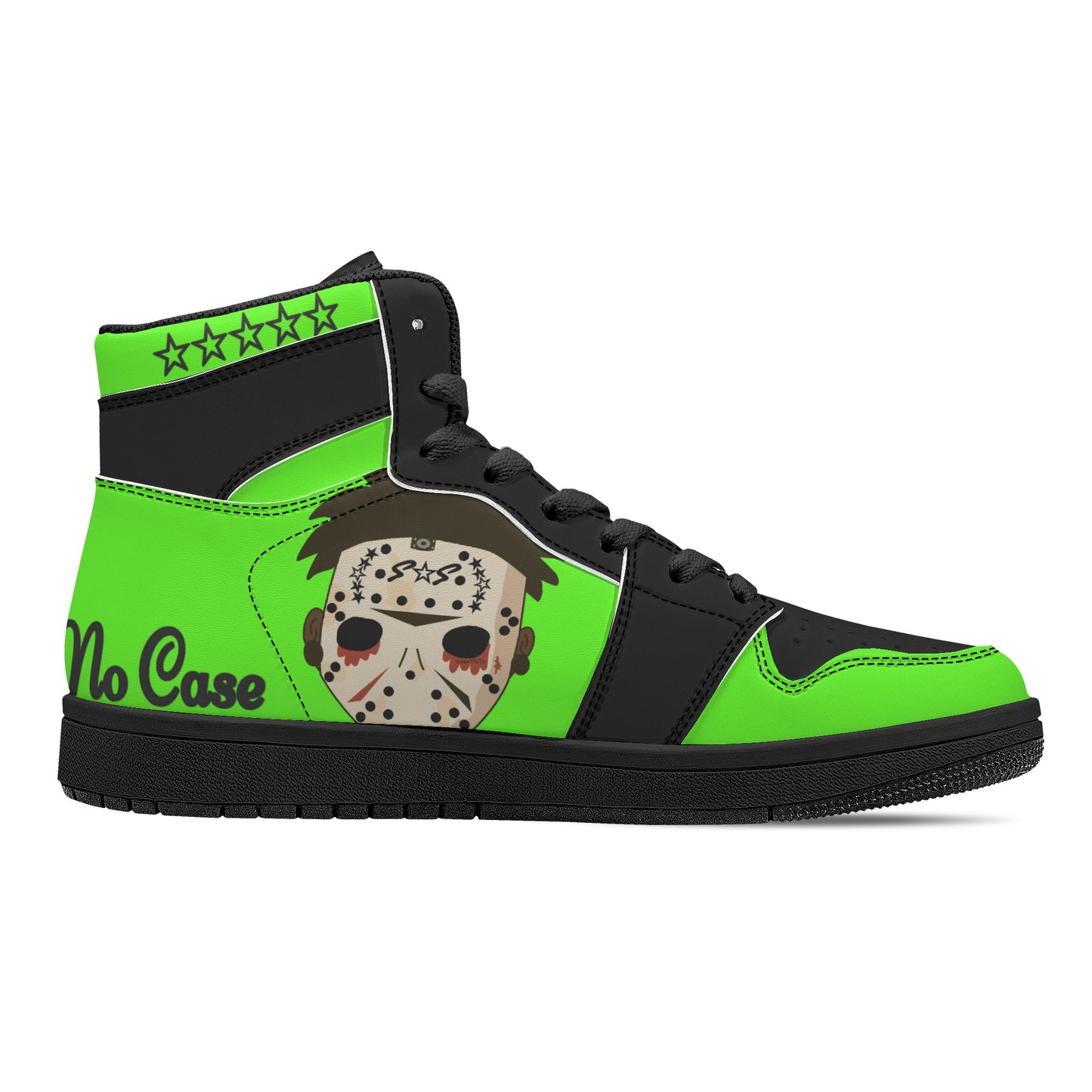 No Face, No Case Mens Goo Green/Black High Top Leather Star Kicks