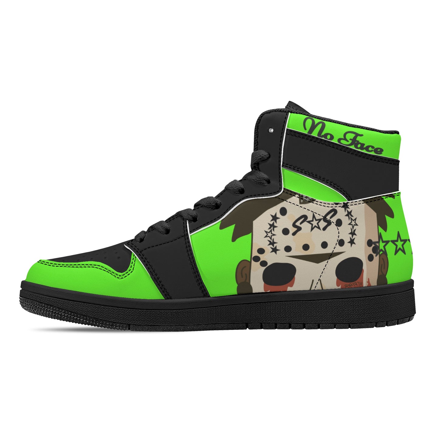 No Face, No Case Mens Goo Green/Black High Top Leather Star Kicks