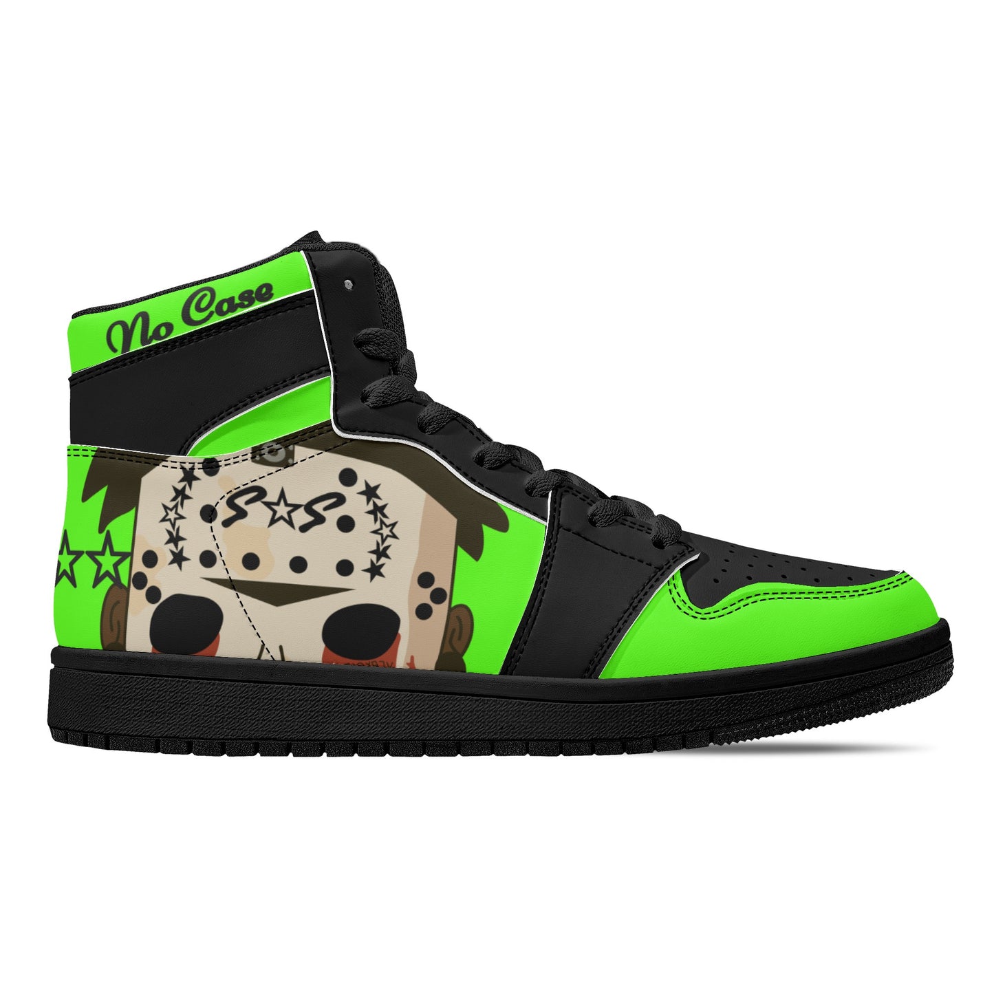 No Face, No Case Mens Goo Green/Black High Top Leather Star Kicks