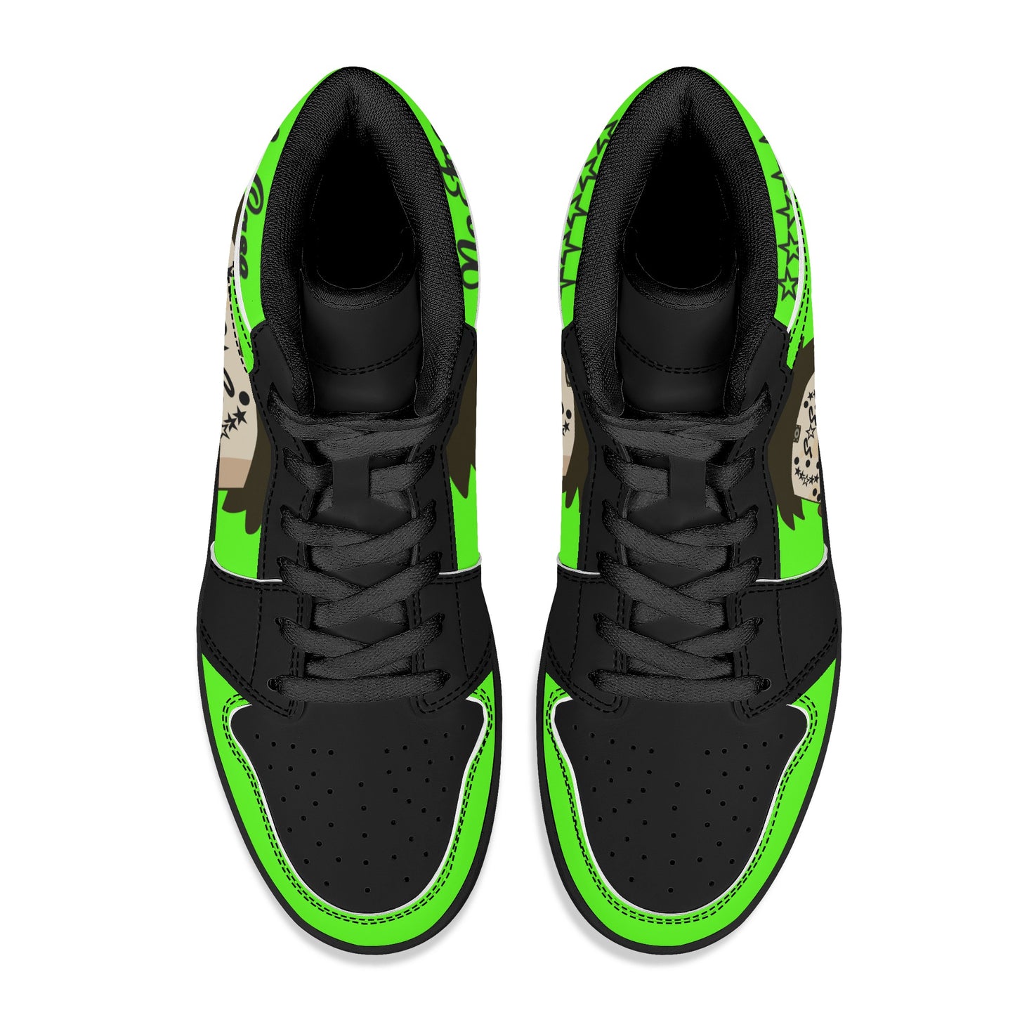 No Face, No Case Mens Goo Green/Black High Top Leather Star Kicks