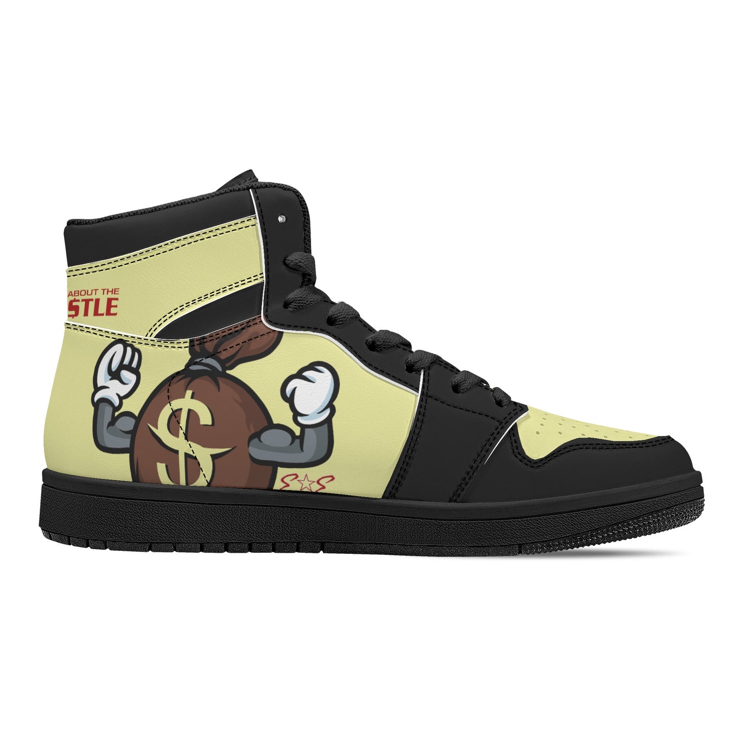 T.T.D (Ten Toes Down) Mens Cream/Black High Top Leather Star Kicks