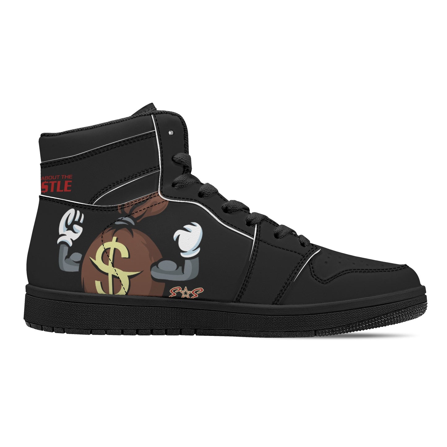 T.T.D (Ten Toes Down) Mens Black/Black High Top Leather Star Kicks