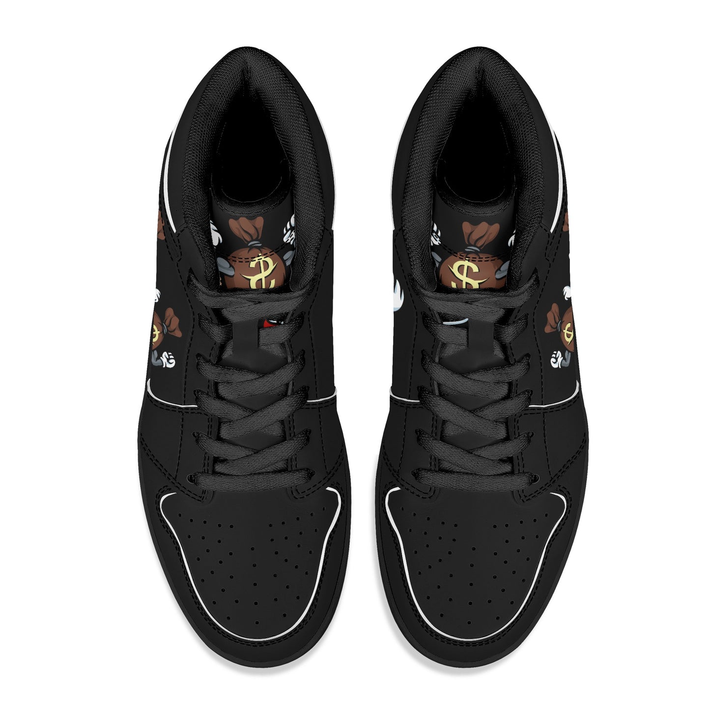 T.T.D (Ten Toes Down) Mens Black/Black High Top Leather Star Kicks