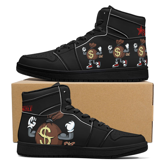 T.T.D (Ten Toes Down) Mens Black/Black High Top Leather Star Kicks