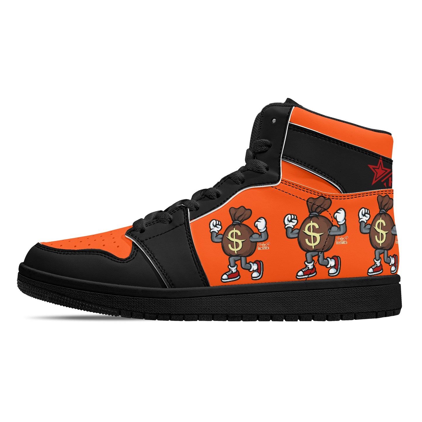 T.T.D (Ten Toes Down) Mens DarkOrange/Black High Top Leather Star Kicks