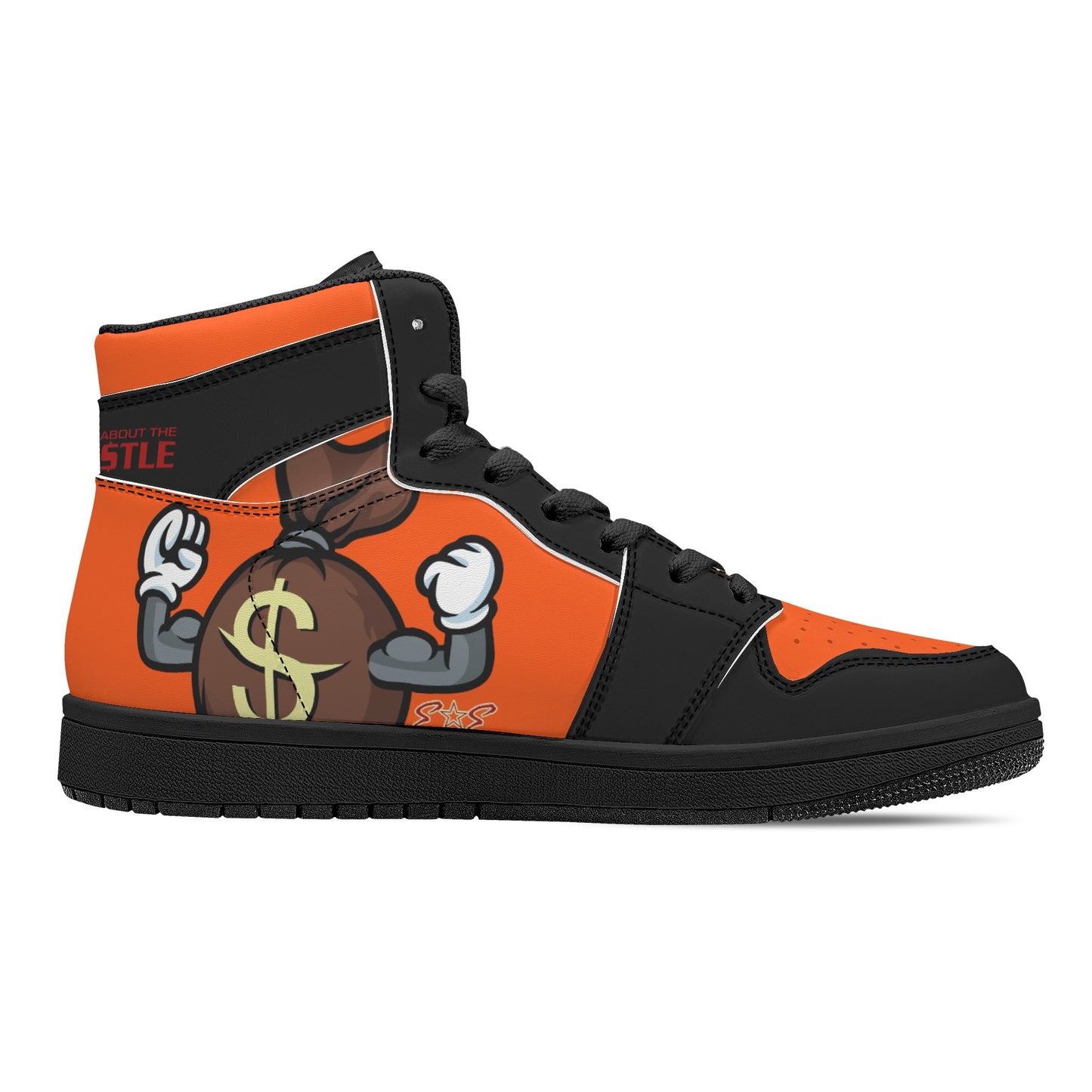 T.T.D (Ten Toes Down) Mens DarkOrange/Black High Top Leather Star Kicks