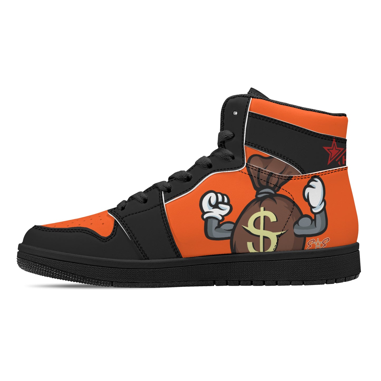 T.T.D (Ten Toes Down) Mens DarkOrange/Black High Top Leather Star Kicks