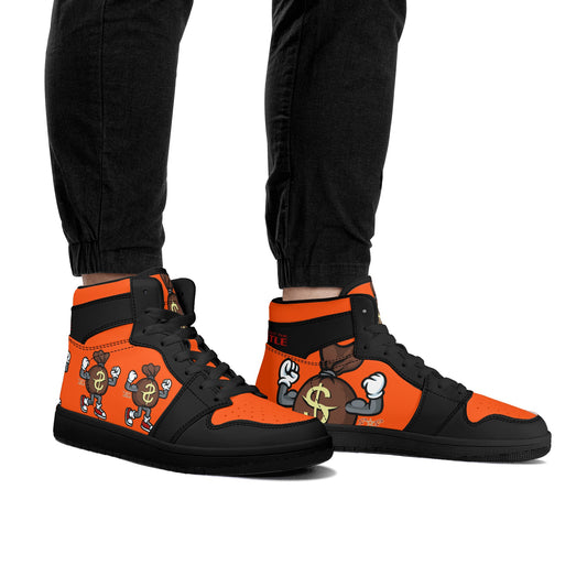 T.T.D (Ten Toes Down) Mens DarkOrange/Black High Top Leather Star Kicks