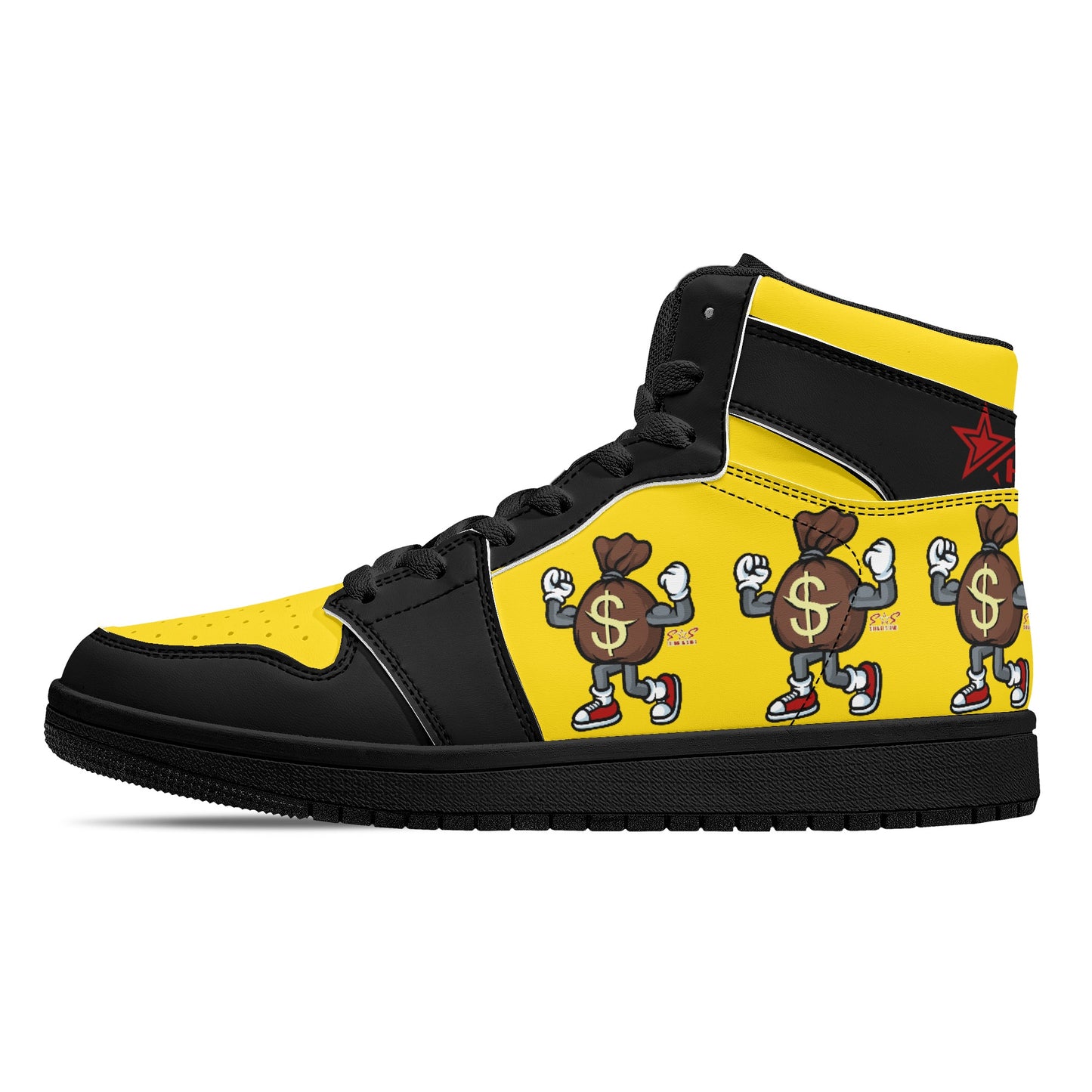 T.T.D (Ten Toes Down) Mens Gold/Black High Top Leather Star Kicks