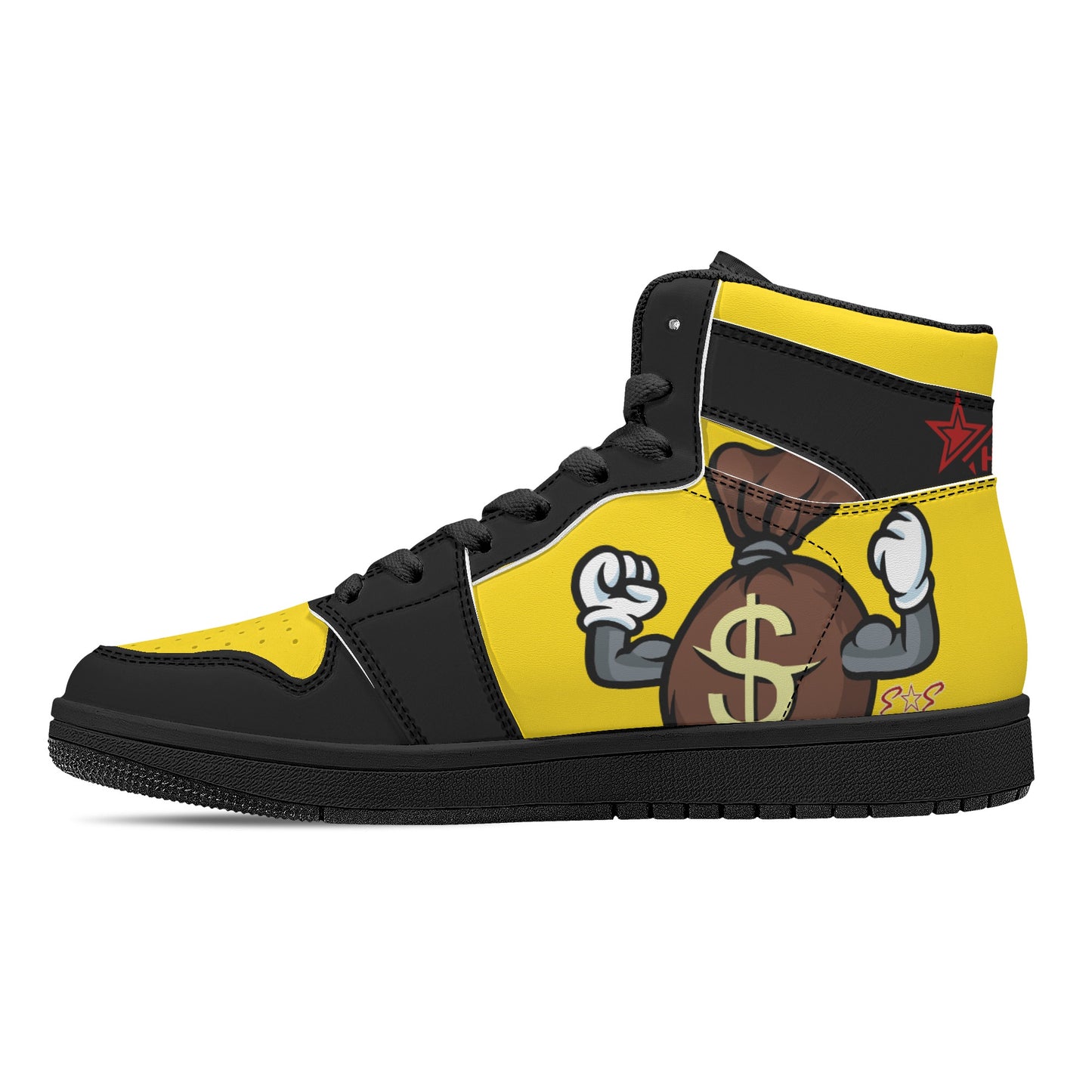 T.T.D (Ten Toes Down) Mens Gold/Black High Top Leather Star Kicks