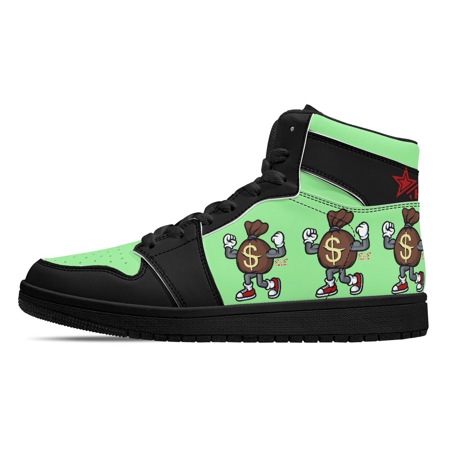 T.T.D (Ten Toes Down) Mens MintGreen/Black High Top Leather Star Kicks