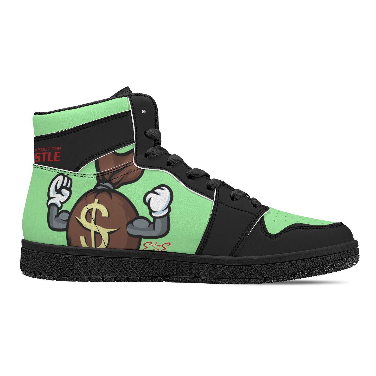 T.T.D (Ten Toes Down) Mens MintGreen/Black High Top Leather Star Kicks